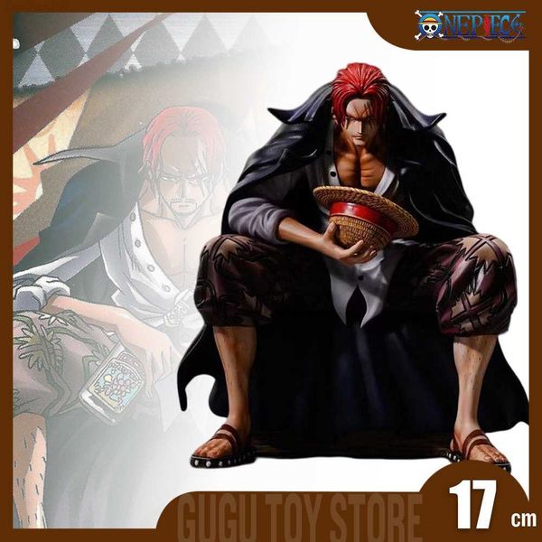 Anime Manga 17cm One Piece Shanks Anime Figura Filme Red Yonko Cabelo Ruivo Figura de Ação Pvc Estátua Estatueta Modelo Boneca Brinquedos Natal Gif L230717