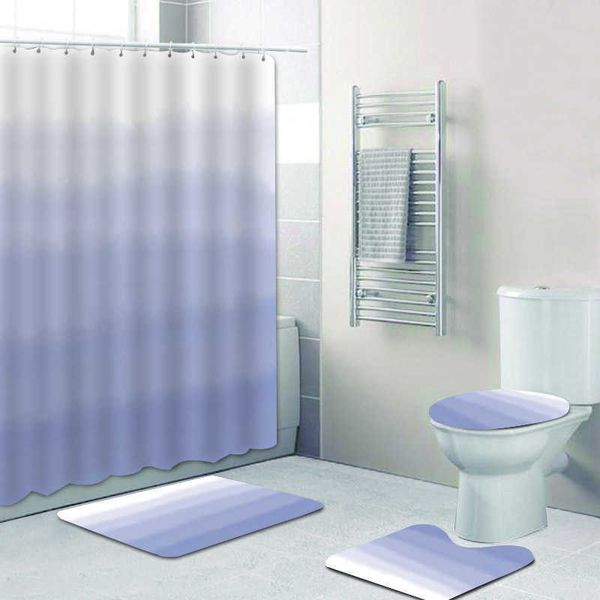 Занавески для душа Тил-синий Dip Dye Бирюзовый Зеленый Омбре Акварельные шторы для ванной комнаты Набор занавесок для душа Абстрактные градиентные коврики для ванной Домашний декор