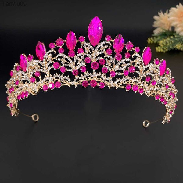 Barok gelin tiara taç kafa bandı parlak rhinestones kızlar bal balo başlık prenses kraliçe diadem düğün saç takı aksesuarları l230704