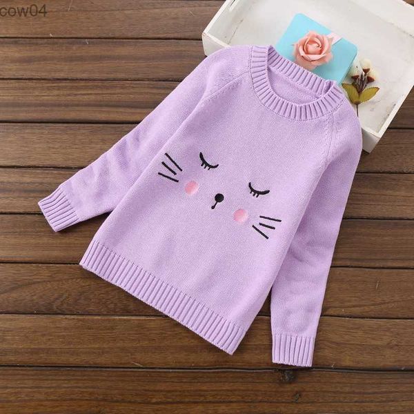 2022 INS New Fashion Children Swaters 2-6 лет девочки вязаные свитера вязаные пуловер-свитер девочки для девочек L230625