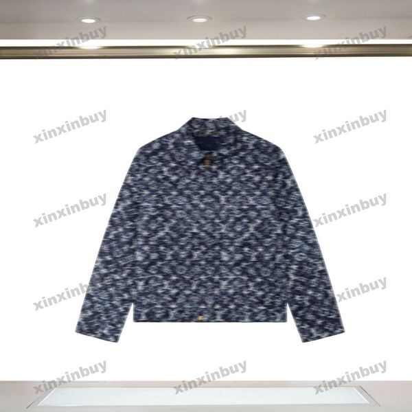 xinxinbuy casaco masculino designer jaqueta paris tie dye destruído jaqueta jeans manga longa feminino preto azul S-2XL