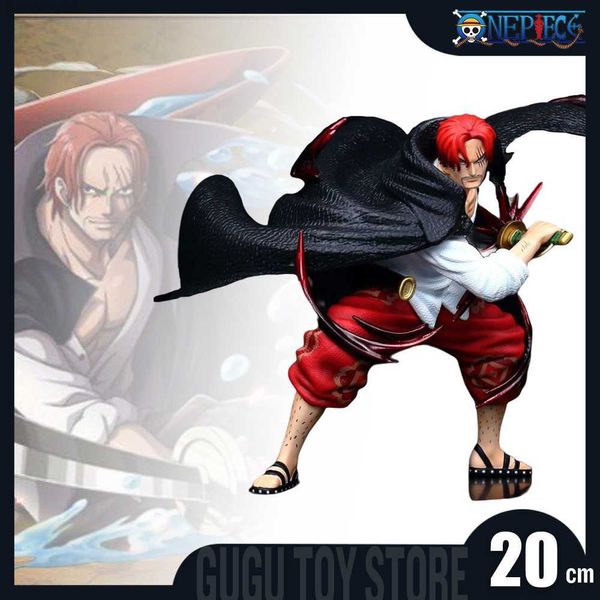 Anime Manga 20cm One Piece Shanks Figura Yonko 4 Imperadores Cabelo Vermelho Ação Anime Figura Pvc Estátua Estatueta Modelo Decoração Brinquedo Presente de Natal L230717