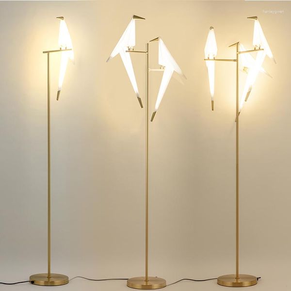 Stehlampen Nordic Vogel Lampe LED Kreative Acryl Tausend Papier Kräne Wohnzimmer Schlafzimmer Wohnkultur Gold Stehend