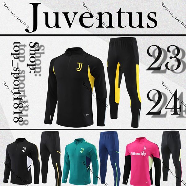 Juventus Trainingsanzug 2024 Fußballtrikots Pogba Di Maria Vlahovic Chiesa 23 24 Trainingsanzug Herren Kinder Kit Fußballuniform Sportbekleidung