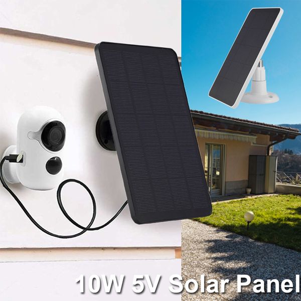 Baterias Painel Solar 10W 5V Carregador de Células Micro USBTypeC À Prova D' Água Sunpower Carregamento para IP Câmera de Vigilância CCTV 230715