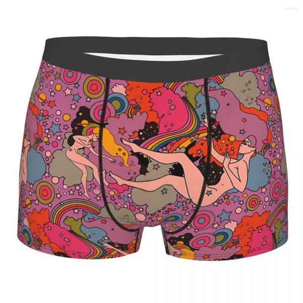 Cuecas ROSA SPACE VIOLETA MENINAS Retro Calcinha Boxer Cueca Homem Cueca Algodão