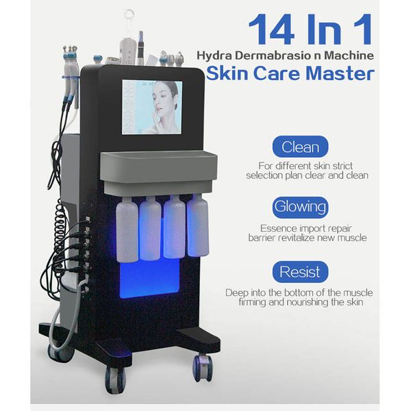 Nuovo arrivo 14 in 1 Hydra Oxygen Jet facciale Dermoabrasione Care Machine Hydro Diamond Dermoabrasione Aqua Peeling Skin Rejuvenation Whitening Facial Machine