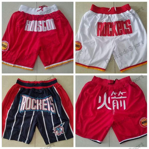 Pantaloncini da basket vintage Just Red Don Maschili Just Don Short con tasche Pantaloncini da basket squadra blu retro bianco blu cuciti da uomo S-XXL