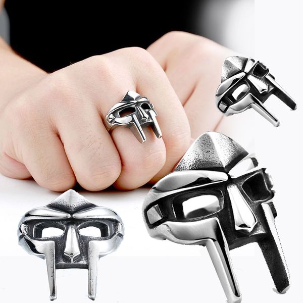 Goth Hip Hop MF DOOM Maske Ringe Für Männer Gladiator Punk Stil Ägyptischer Pharao Männlich Einstellbar Öffnung Ring Klassische retro Schmuck