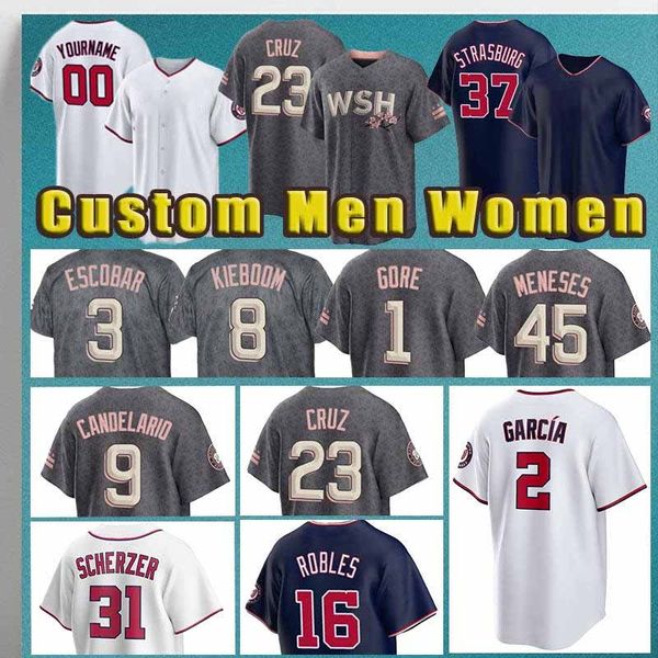 2 Luis Garcia Custom Nationals Baseball Jerseys 40 Josiah Gray 17 Alex Call 28 Lane Thomas 45 Joey Meneses 8 Carter Kieboom 39 Jake Alu Stephen Strasburg Victor Robles