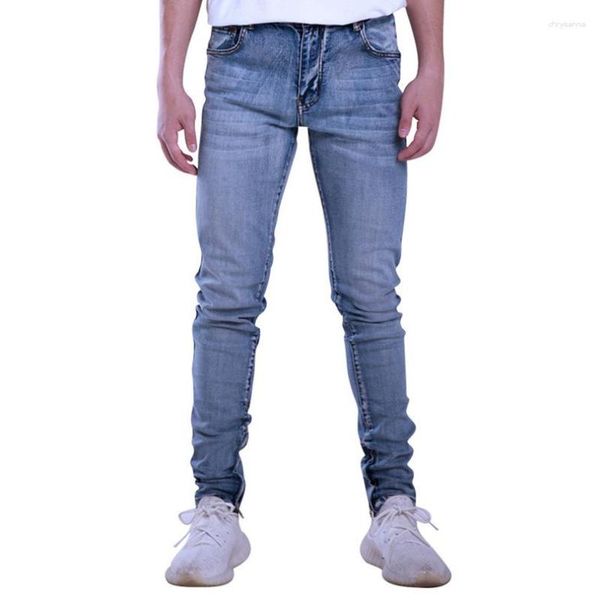 Jeans High Street Fashion European Brand American Brand Slim Zipper Stretch Pants Men Denim Pantaloni Quilted Abbigliamento trapuntato