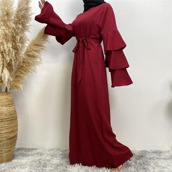 Abbigliamento etnico Donna Musulmano Ababya Abito in raso Donna Abaya Elegante Dubai Turchia Arabo Caftano islamico Chiffon saudita Semplice