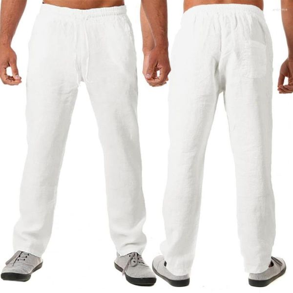 Pantaloni da uomo Cotone Lino Per uomo Pantaloni larghi Casual Tinta unita Maschile Harem Capri Estate