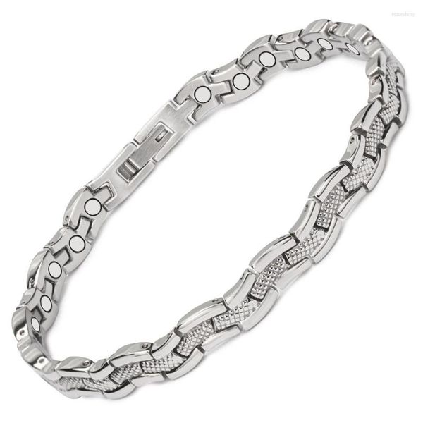 Cavigliere Wollet Bracciale da donna con cavigliera magnetica in acciaio inossidabile per 24 cm / 6 mm