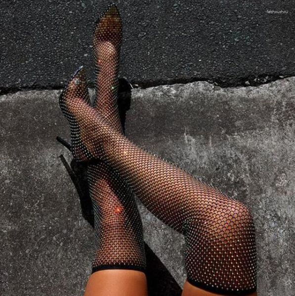 Над сандалиями женщины летние коленные бедро высокие сетки ботинки четкие прозрачные туфли плюс размер садалис феминины