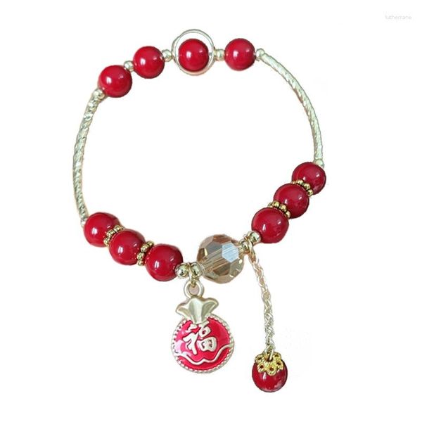 Charm Bracelets 634D 2023 Ano do Tigre Pulseira de Pedra Natural Pingente Moda Chinesa