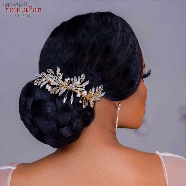 YouLaPan Braut Tiara Legierung Blatt Kamm Elegante Hochzeit Kopfbedeckung Haarschmuck Zubehör Frau Haarspange Braut Kopfschmuck HP14 L230704