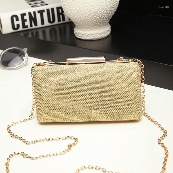 Abendtaschen Box Partytasche Kleine Clutch Geldbörse Damen Gold Tageskupplungen Damen Geldbörsen mit Kette Hochzeit Hand