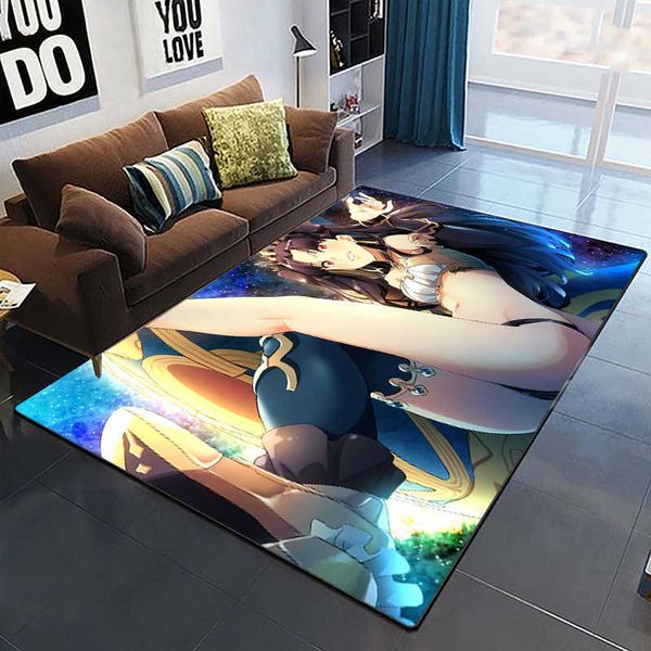 Tappeti Anime Sexy Girl Beauty Stampa 3D Tappeti per soggiorno Arredamento camera da letto Tappeto Morbido flanella Home comodino Tappetino Area giochi Tappeti R230717