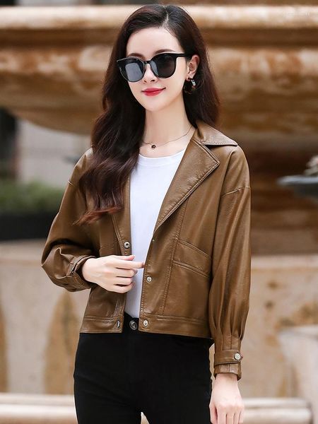 Frauen Leder 2023 Frühling Und Herbst Echte Kleidung Kurze Lose Haining Schaffell Jacke Koreanische Mode Kleine Mantel Trend