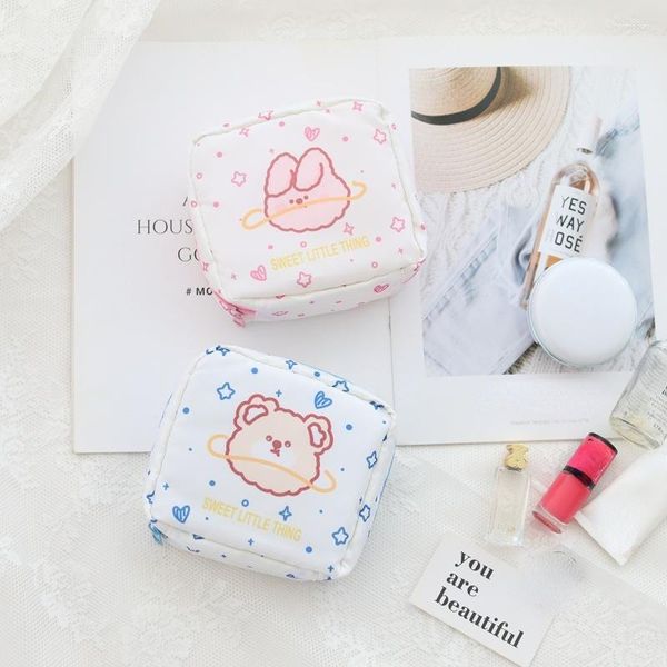 Borse portaoggetti Simpatico orso Assorbenti assorbenti Pouch Tampone Tovagliolo Borsa Portamonete Trucco da viaggio Rossetto Adorabili cavi dati Organizzatore