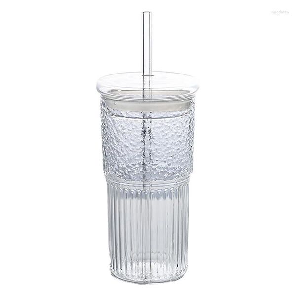 Tassen Eiskaffee Gläser Tragbare Becher Tasse mit Deckel und Strohhalmen Langlebige Trinkbecher mit breiter Öffnung für Teesäfte