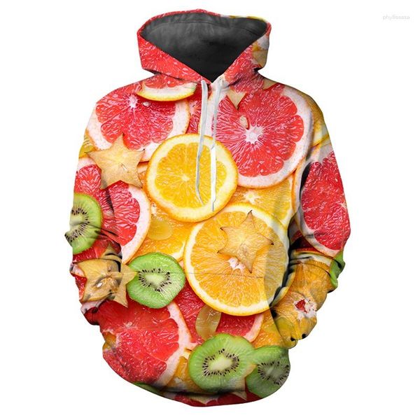 Moletom Masculino 2023 Moda Feminino/Masculino Frutas e Vegetais 3D Suéter Gola Redonda Moletom Engraçado Fall Street