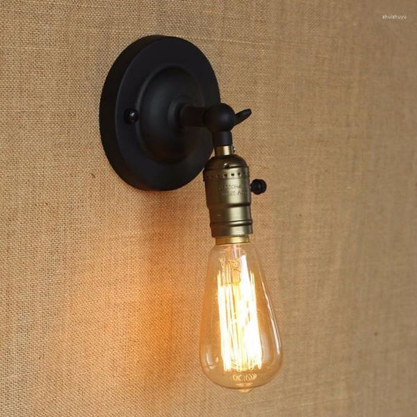 Duvar lambası Edison Ampul Mini Knob Switch Depo Çatı katı Ülke Retro Endüstrisi Vintage Demir Küçük Lambalar