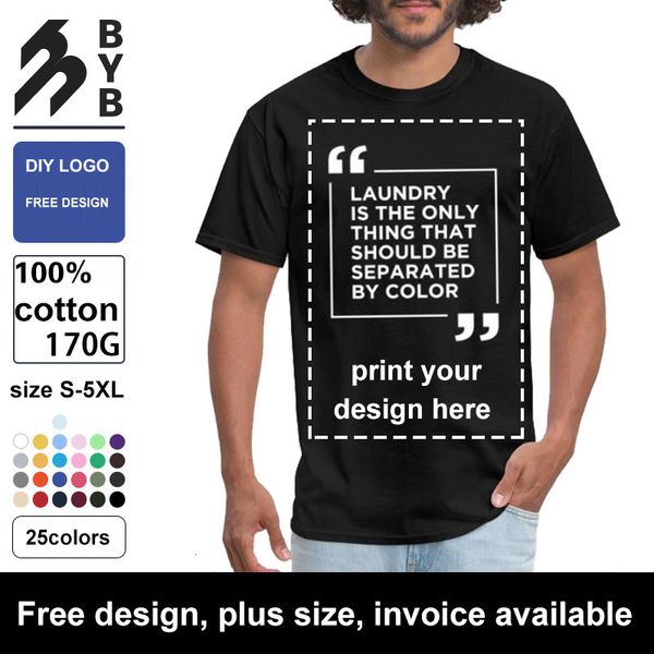 Herren-T-Shirts von Build Brand, Herren-T-Shirts mit Rundhalsausschnitt, DIY-Basic-Hemden mit verdicktem Ausschnitt, individuelles Design, 25 Farben, Übergröße S-5XL, 230715