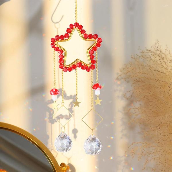 Decorazioni da giardino Ciondolo riflettente stella a cinque punte Creativo K9 Prisma di cristallo Campanelli eolici Ornamento per regali di amici di famiglia