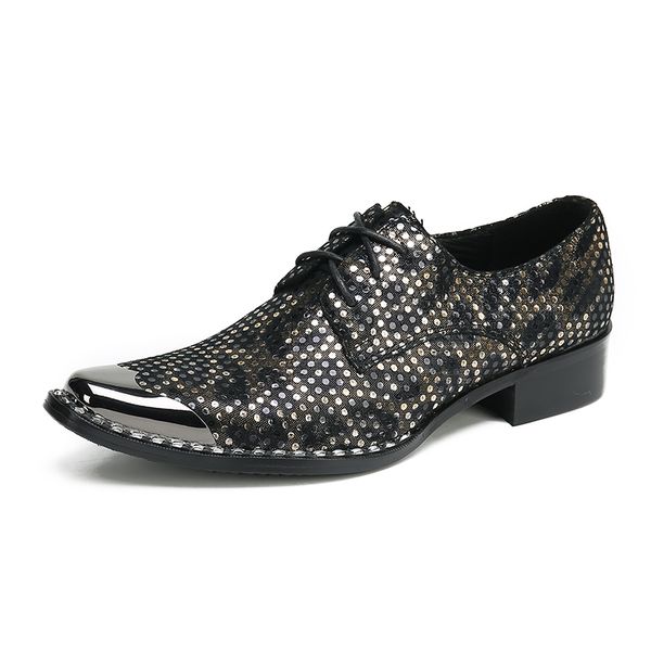 Metallspitze Zehe echtes Leder handgemachte Oxfors Mode britische Business-Anzüge Schuhe Herren Party Kleid Schuhe Sapato Masculino