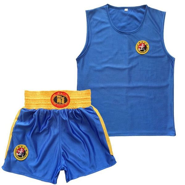 Pantaloncini da uomo Muay Thai MMA Pantaloncini da boxe TShirt Set Kickboxing Sanda Sport Jersey Pantaloni corti Gilet per arti marziali Abbigliamento da palestra 230715