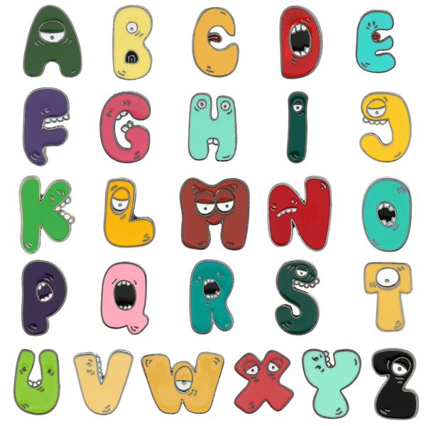 Kreative Cartoon Englisch Alphabet Brosche Lustige Nette Persönlichkeit 26 Englisch Buchstaben Broschen Tasche Hut Kleidung Zubehör Revers Pin Abzeichen