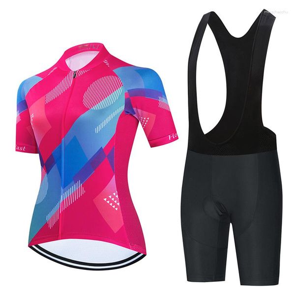 Conjuntos de corrida 2023 Fancy Pattern Cycling Jersey Women Summer Short Sleeve Clothing MTB Bike Uniform Maillot Ropa Ciclismo Bicycle Wear