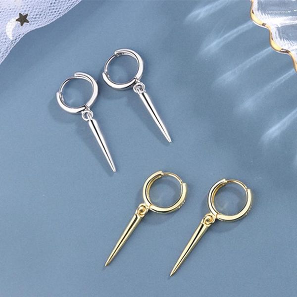 Creolen, weiblich, Punk-Stil, hängender Nietenkegel-Anhänger, modische Damen-Accessoires in Gold/Silber, Party-Schmuck