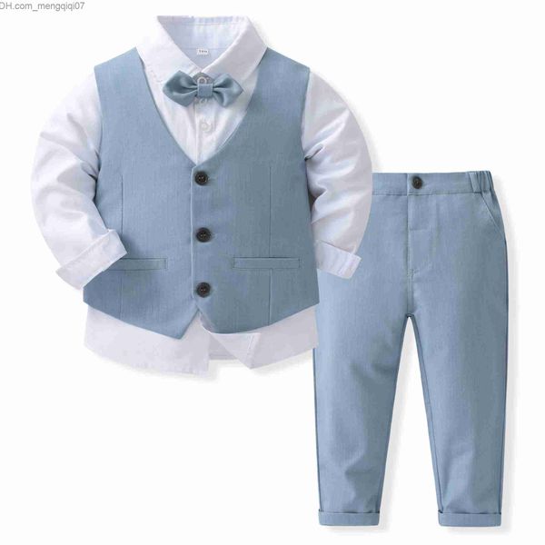Conjuntos de roupas roupas masculinas roupas masculinas roupas masculinas primavera outono conjuntos de roupas boutique coletes sólidos roupas formais de algodão infantil Z230717