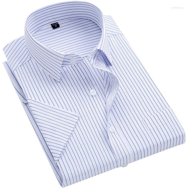 Camicie eleganti da uomo Camicia a maniche corte da lavoro a righe Estate Mezza manica non stirabile Abbigliamento taglie forti 6XL Abbottonatura oversize