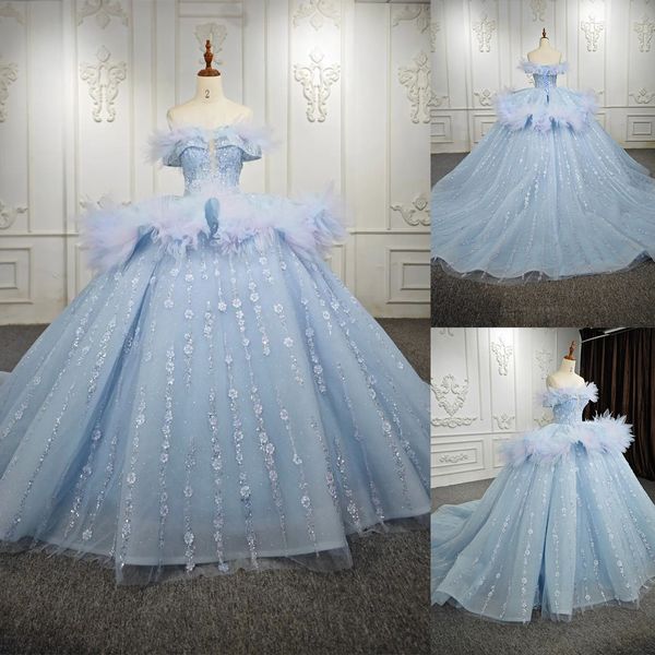 Bunte Ballkleid-Hochzeitskleider, schulterfrei, Spitze, Bewerber auf Tüll, Pailletten, Hofkleid, Designer-Brautkleid in Übergröße nach Maß, Vestidos De Novia