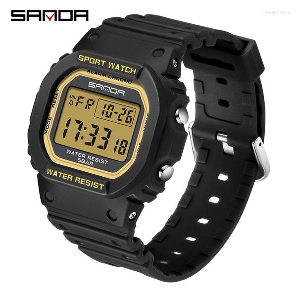 Orologi da polso Uomo Orologio digitale SANDA Marca Multifunzione da polso Rettangolo Orologi da donna Sveglia Sport Impermeabile