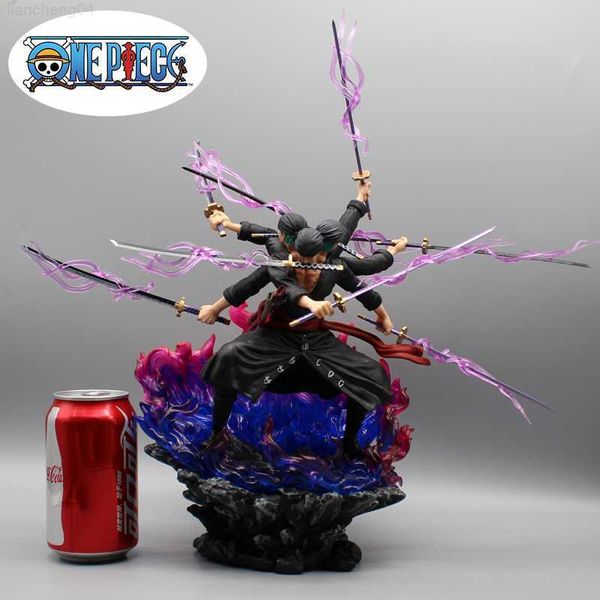 Аниме манга 40 см. Однокурсная фигура Zoro Anime фигуры Wano Onigashima 9 Swords Style Action статуи статуи модель кукол Коллекция Toy Kids Gifts L230717