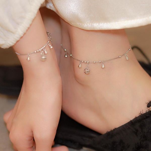 Cavigliere Scava fuori Set di cavigliere con bracciale a sfera in argento sterling 925 per accessori per gioielleria da donna Regalo per ragazza della festa nuziale