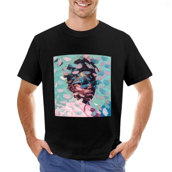 Polo da uomo Cool Boy con occhiali da sole mentre le piume piovono su di lui T-shirt T-shirt grafiche Abbigliamento da uomo