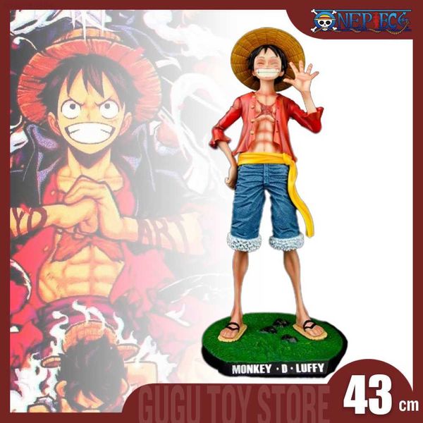 Anime Manga One Piece Rufy Figure Rufy Cappello di paglia Anime Figure Gk 1/4 Figurine grandi di grandi dimensioni 43 cm Statua in PVC Modello Giocattoli bambola Regalo L230717