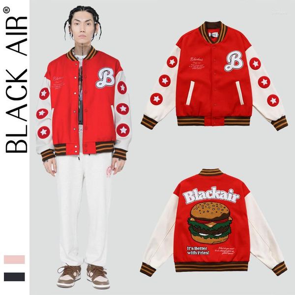 Giacche da uomo BLACKAIR Hamburger Ricamo Cappotto invernale da uomo Cappotti da baseball Giacca a vento da skateboard hip-hop Abbigliamento punk