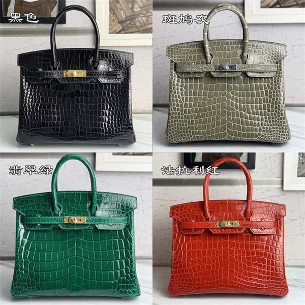 Platinum Luxurys Кожаная сумочка верхняя сумка Высококачественная крокодила Pinilo American Crocodile 25 30 35 Сумка ручная тота