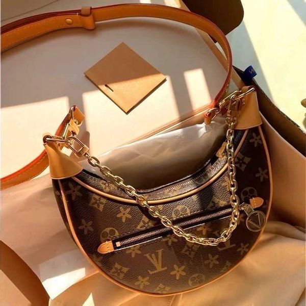 Loop Hobo -Taschen Goldkette Handtasche Luxuries Designer Damenbeschichtete Leinwand Reißverschluss Crossbody Schultergurtbeutel Crescent Bottom Handtaschen Geldtaschen Mondbeutel Nsub