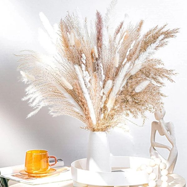 Flores secas 30 60 62 76 80 85 100 pçs Boho Pampas Grama Bouquet Decoração de Casa Arranjos Florais de Casamento Caudas de Coelho de Reed Natural 230717