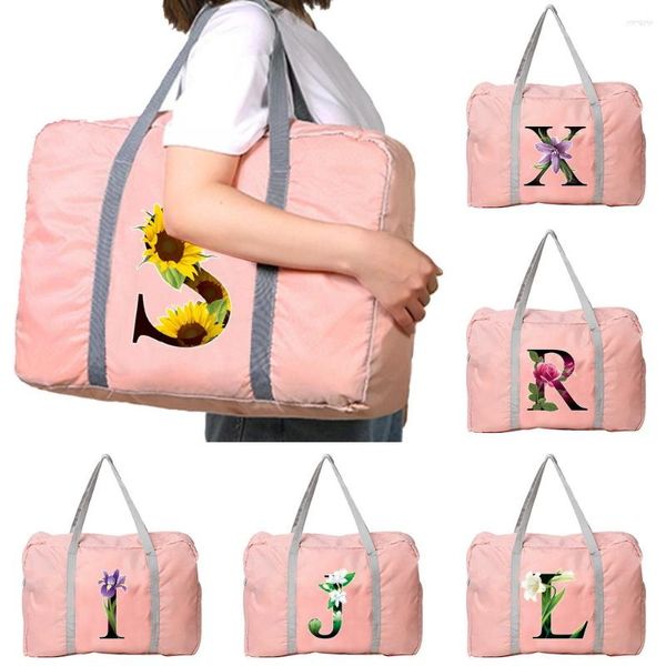 Seesäcke, wasserfest, Schulter-Reisetasche, Blumen-Farbserie-Druck, Handtasche, Gepäck, Damen, faltbar, Nylon, große Kapazität