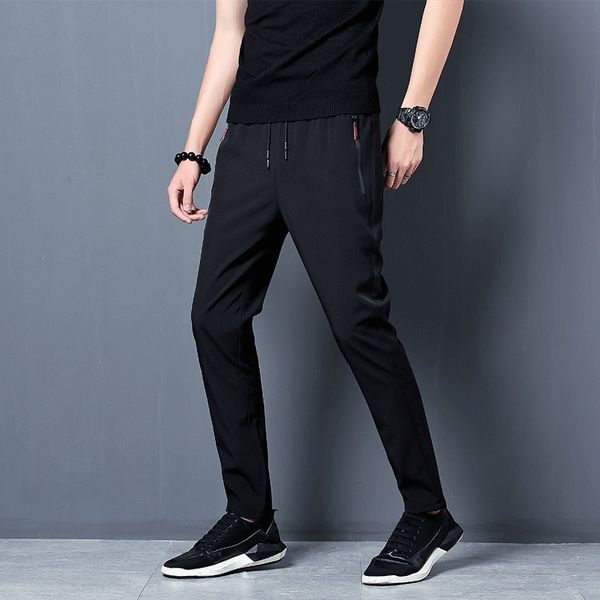 Pantalons pour hommes coréen décontracté été mince soie glacée à séchage rapide droite coupe ample sport 9 points pantalons garçons 230718