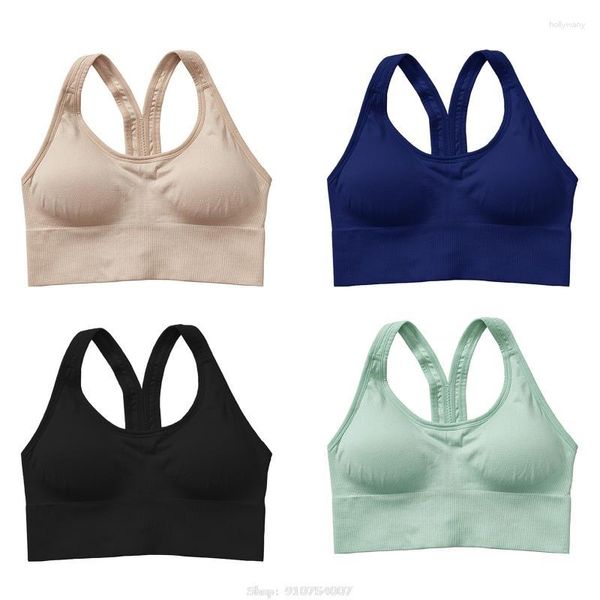 Camicie attive Reggiseno sportivo da donna Push Up Crop Top Fitness Gym Traspirante Sexy Running Yoga Cinturino largo Beauty Back Bralette Dropship